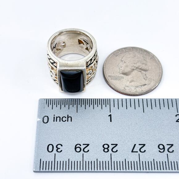 Silpada Filigree Black Onyx Wide Ring | Vintage Sterling Silver | Size 5 R1096 - Picture 8 of 9
